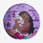 Almofada no formato da personagem Moana, vista frontal