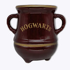 Caneca caldeirão Hogwarts vinho com nome Hogwarts em dourado