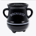 Caneca caldeirão Hogwarts preta com detalhes prata