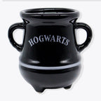 Caneca caldeirão Hogwarts preta com detalhes prata