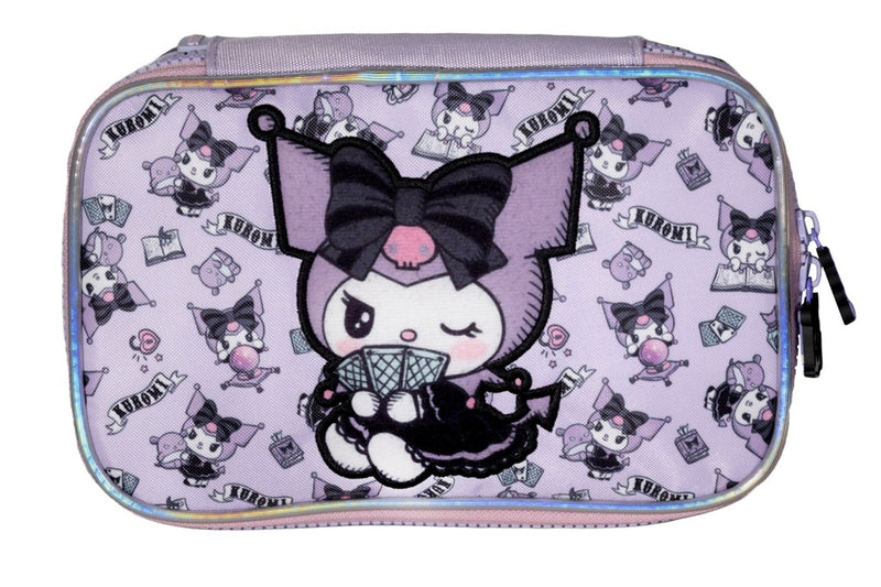 Estojo box escolar da Kuromi fechado, vista frontal