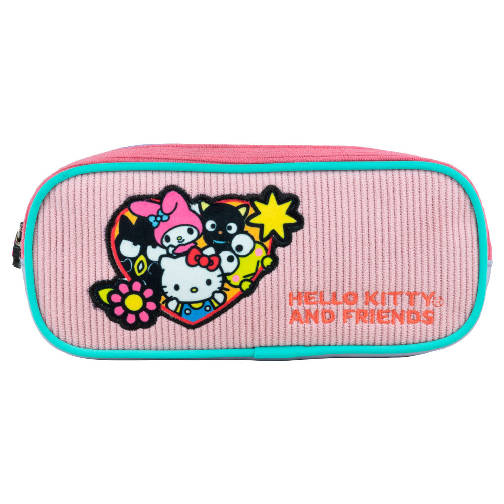 Estojo simples da Hello Kitty em veludo cotelê, vista frontal