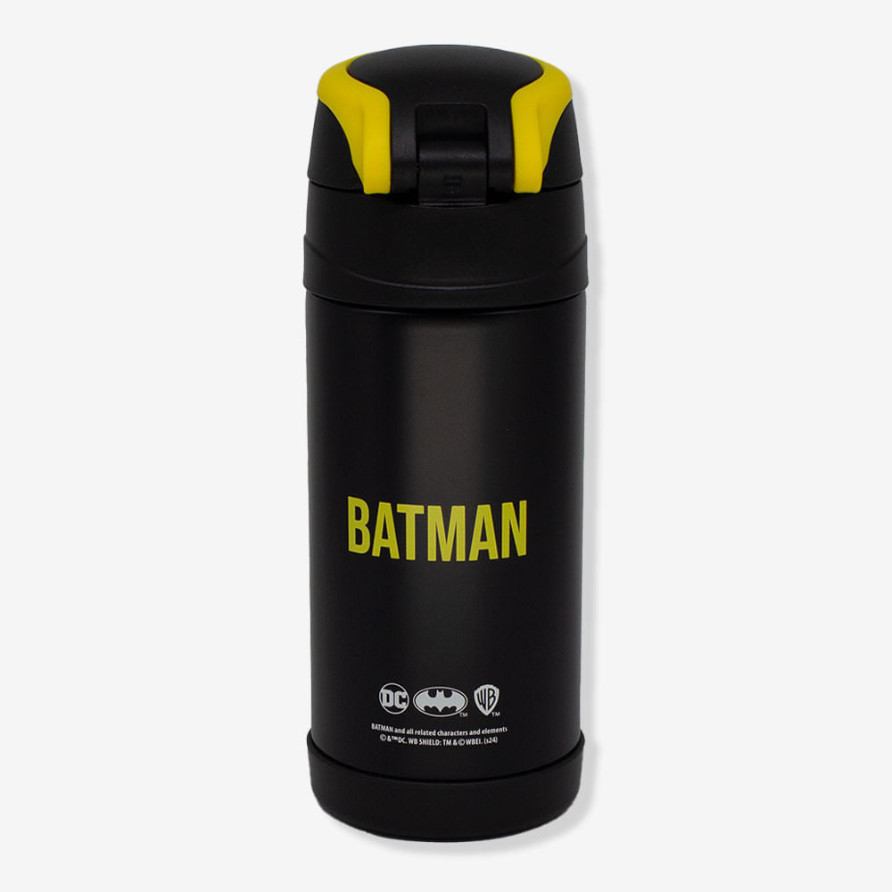 Garrafa térmica Batman, verso com nome do personagem