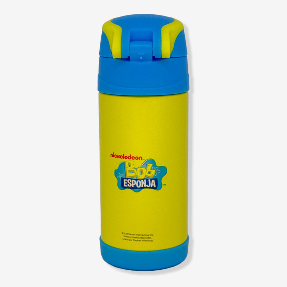 Garrafa térmica Bob Esponja, verso com logo