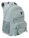 Mochila escolar Mickey Teen em veludo cotelê verde, vista frontal