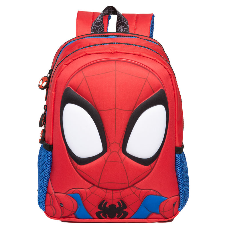 Mochila escolar do Spidey vermelha e azul, vista frontal