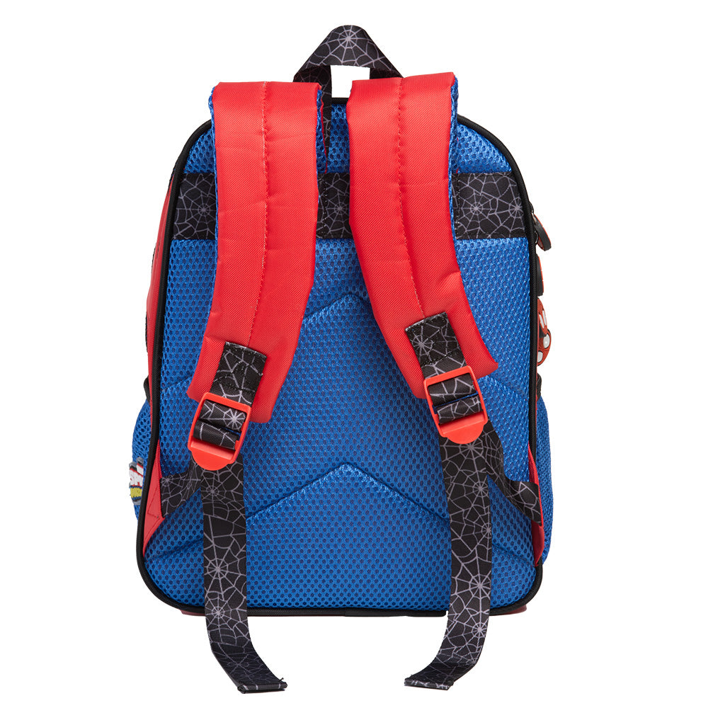 Mochila Spidey aberta mostrando o compartimento interno