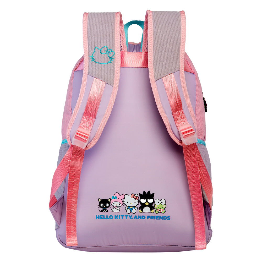 Mochila escolar da Hello Kitty em veludo cotelê, vista frontal