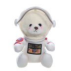 Urso astronauta branco de frente, com o visor levantado