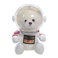 Urso astronauta branco de frente, com o capacete fechado