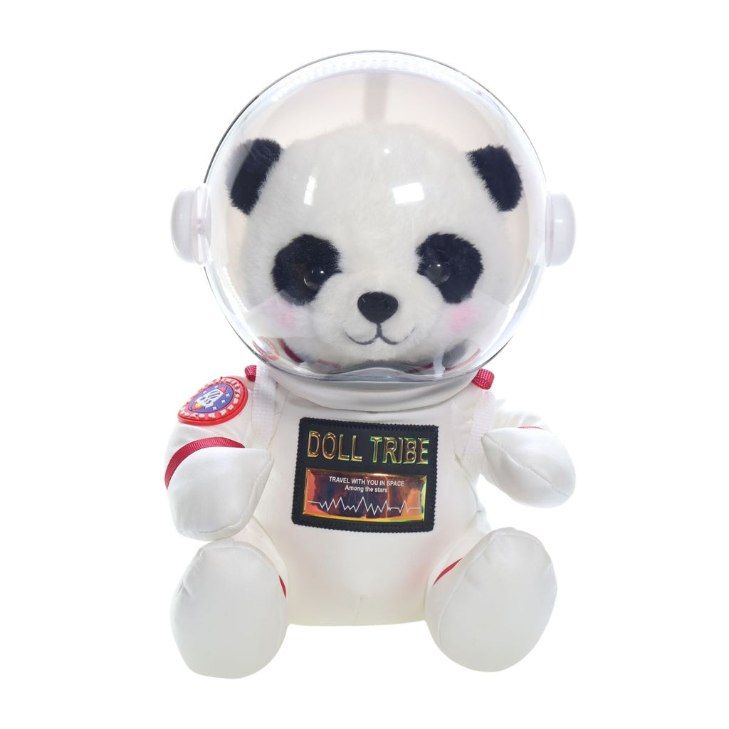 Urso astronauta panda de frente, com o capacete fechado