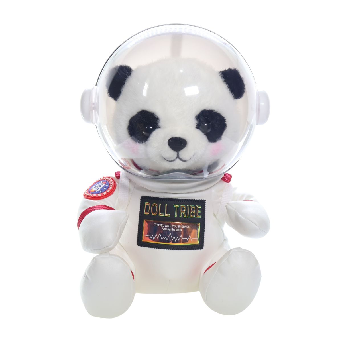 Urso astronauta panda de frente, com o capacete fechado