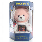 Urso astronauta rosa na caixa Space Bear, vista frontal